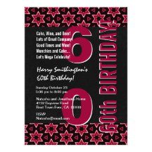 soixantième Anniversaire moderne StarsVer rouge 2  Cartons D'invitation Personnalisés