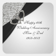 soixantième Autocollant d'anniversaire de mariage