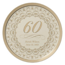 Soixantième plat personnalisé d'anniversaire assiettes