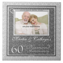 soixantième Tuile de photo d'anniversaire de diama Carreau En Céramique