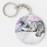 Sommeil chez le chat rose Keychain Porte-clés