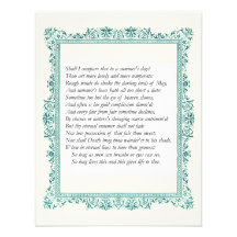 Sonnet de Shakespeare # 18 Cartons D'invitation