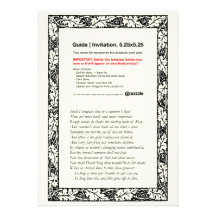 Sonnet de Shakespeare # 18 Cartons D'invitation