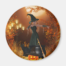 Sorcière de Halloween d'automne Magnets Pour Réfrigérateur