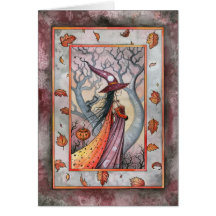 Sorcière mystique de Halloween par l'aquarium popu Carte De Vœux