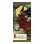 Sorcière vintage de Halloween montant un balai et  Carte Double Customisable