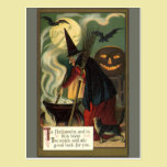 Sorcière vintage de Halloween remuant le chaudron  cartes postales
