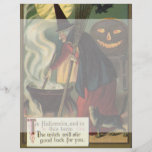 Sorcière vintage de Halloween remuant le chaudron  Prospectus Avec Motif