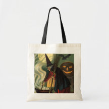 Sorcière vintage de Halloween remuant le chaudron  Sacs