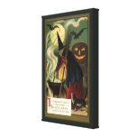 Sorcière vintage de Halloween remuant le chaudron  Toiles Tendues Sur Châssis
