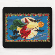 Sorcière vintage Mousepad d'esprit de Halloween Tapis De Souris