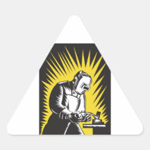 Soudure de travailleur en métal de soudeuse rétro stickers en triangle