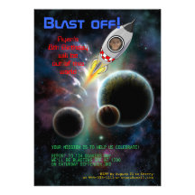 Soufflez ! L'espace, invitation de fête d'annivers