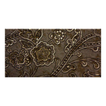 Soulagement floral en bronze cartes de vœux avec photo