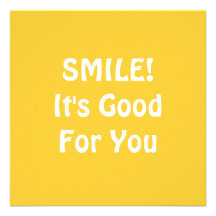 SOURIRE ! Il est bon pour vous. Jaune Cartons D'invitation Personnalisés