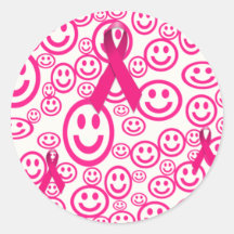 Sourires roses de ruban qui aident autocollant rond