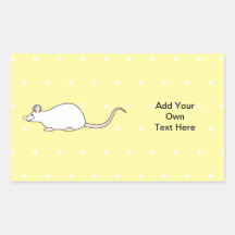 Souris de blanc d'animal familier. Fond jaune de p Autocollant En Rectangle