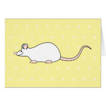 Souris de blanc d'animal familier. Fond jaune de p Cartes De Vœux