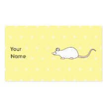Souris de blanc d'animal familier. Fond jaune de p Modèles De Cartes De Visite