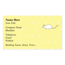 Souris de blanc d'animal familier. Fond jaune de p Modèle De Carte De Visite