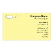 Souris de blanc d'animal familier. Fond jaune de p Modèles De Cartes De Visite