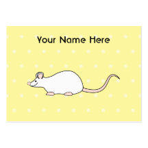 Souris de blanc d'animal familier. Fond jaune de p Carte De Visite