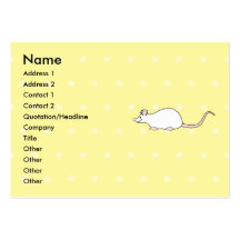 Souris de blanc d'animal familier. Fond jaune de p Carte De Visite
