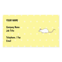 Souris de blanc d'animal familier. Fond jaune de p Modèle De Carte De Visite