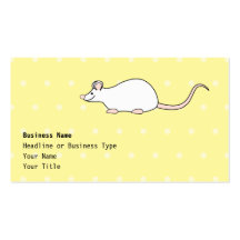 Souris de blanc d'animal familier. Fond jaune de p Modèles De Cartes De Visite