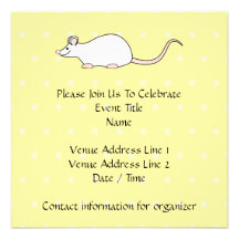 Souris de blanc d'animal familier. Fond jaune de p Invitation Personnalisée
