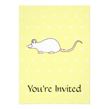 Souris de blanc d'animal familier. Fond jaune de p Faire-part