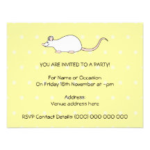 Souris de blanc d'animal familier. Fond jaune de p Faire-part Personnalisé