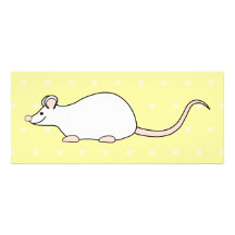 Souris de blanc d'animal familier. Fond jaune de p Faire-parts