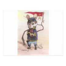 souris de soldat de la cavalerie carte postale