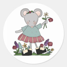 Souris grise dans le jardin d'agrément adhésifs