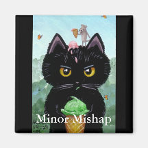 Souris mignonne Creationarts de chat noir de bande Magnets