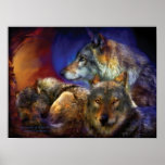 Sous une affiche d'art de lune bleue/imprimez