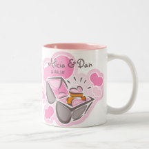 Souvenir de coutume d'anneau de coeur tasses