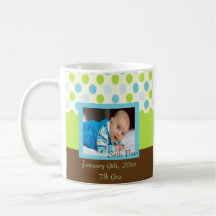 Souvenir de photo de bébé de point de polka tasse à café