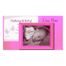 Souvenir de photo de naissance de bébé cartes de visite personnelles