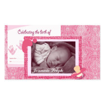 Souvenir de photo de naissance de bébé de damassé modèle de carte de visite