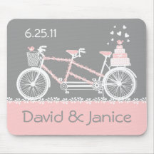 Souvenir tandem Mousepad de mariage de bicyclette Tapis De Souris