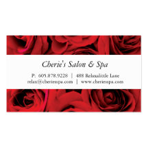Spa - carte de visite de roses rouges de salon
