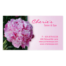 Spa - carte de visite rose de fleur de pivoine de 