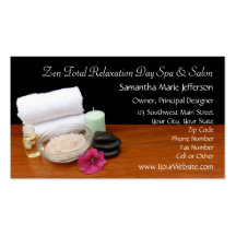 Spa/noir/couleur de scène salon de massage/pédicur cartes de visite professionnelles