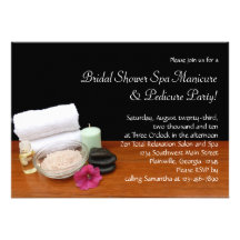 Spa/noir/couleur de scène salon de massage/pédicur invitation personnalisée