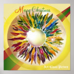 Sparkling Christmas Leaves Print (Huge size) ポスター