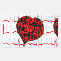 SPÉCIALITÉS MÉDICALES DU COEUR ECG DE CCU AUTOCOLLANT EN RECTANGLE