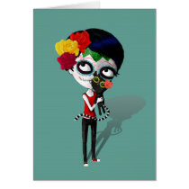 Spooky Dia de Los Muertos Girl cartes