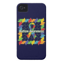 Square Puzzle Autism Awareness Ribbon iPhone 4 Covers